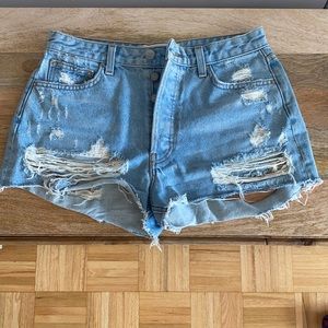 Reformation distressed high rise short shorts